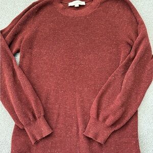 LOFT Women's Burgundy Crew Neck Sweater